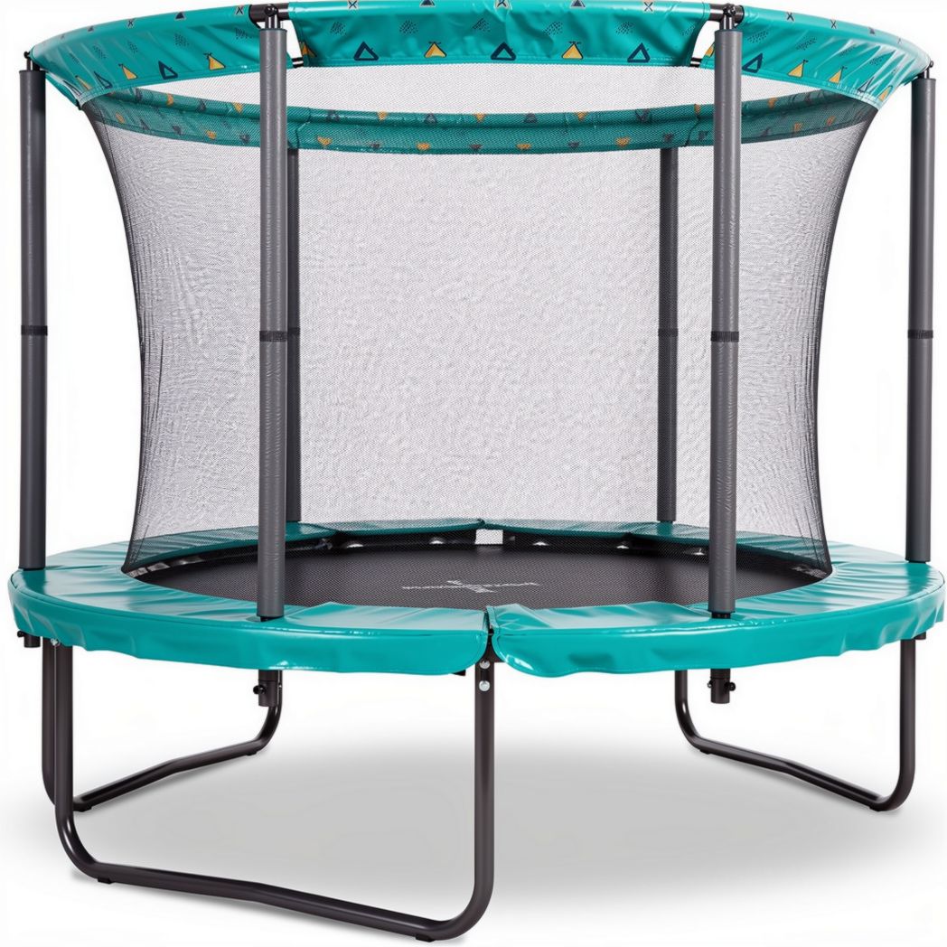 Trampolina okrągła z siatką 150 x 150 x 70cm kolor niebieski zielony