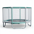 Trampolina ogrodowa z siatką ochronną 150 x 150 x 60cm szara z zielonymi akcentami