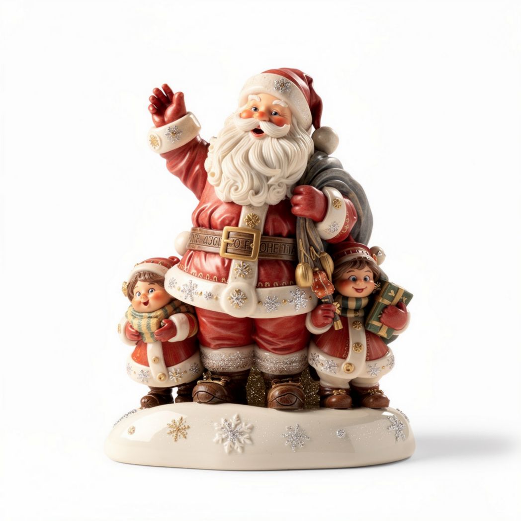 Figura świętego mikołaja z dziećmi z materiału ceramicznego 25 x 20 x 30cm